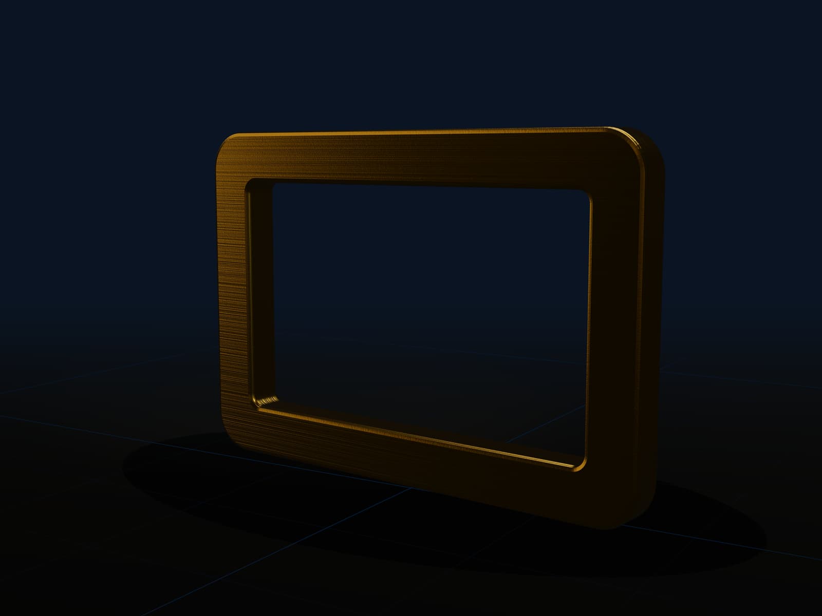 An upright bevelled brushed gold frame